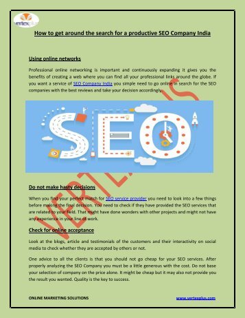 How to get around the search for a productive SEO Company India