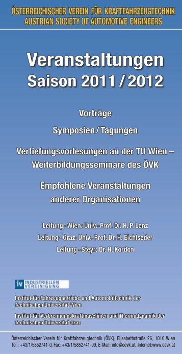 Veranstaltungen - Österreichischer Verein für Kraftfahrzeugtechnik