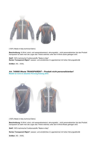 Katalog Laufbekleidung