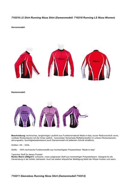 Katalog Laufbekleidung