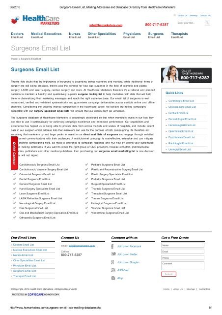 Surgeons Email List