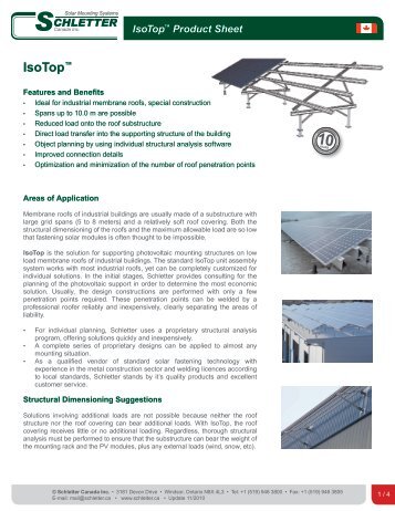 IsoTop™ Product Sheet - Schletter Canada Inc.