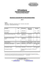 VIP-Isotherm Vacuum Insulation Panel Technical Data Sheet