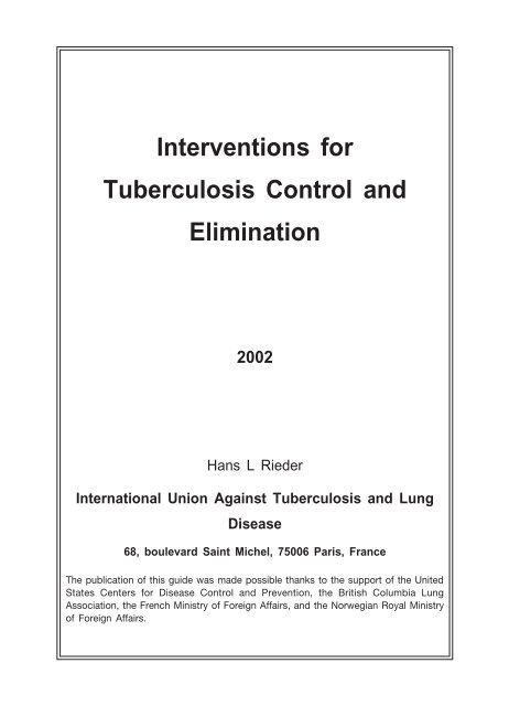 Interventions for Tuberculosis Control and Elimination 2002