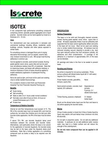 Isotex Screed - JH Lidstone