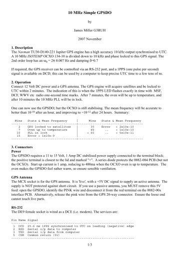 10 MHz Simple GPSDO - James Miller's