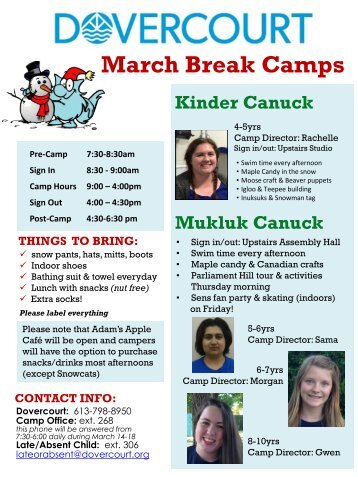 Dovercourt March Break 2016 Newsletters
