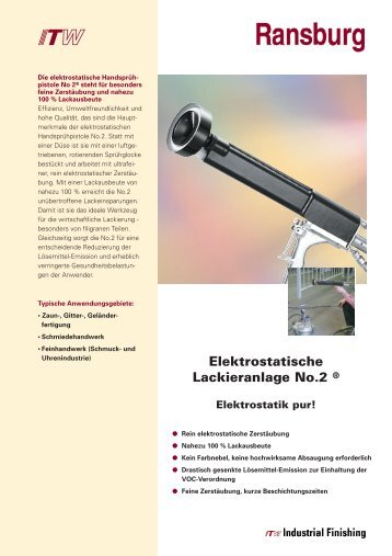 Elektrostatische Lackieranlage No.2 ® - TT-TransTechnik GmbH