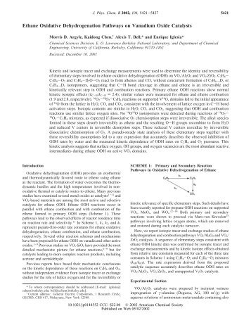 Ethane Oxidative Dehydrogenation Pathways on Vanadium Oxide ...