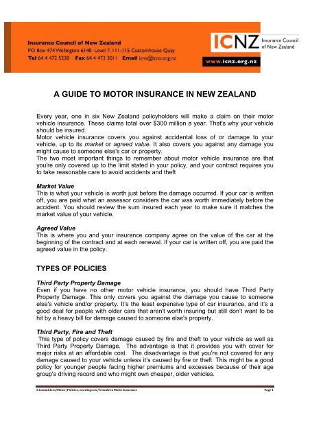 a guide to motor insurance in new zealand - Insurance Council of ...