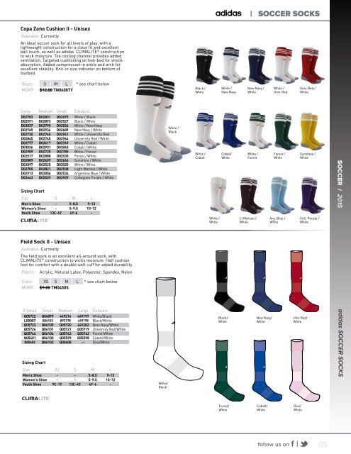 Adidas Sock Chart