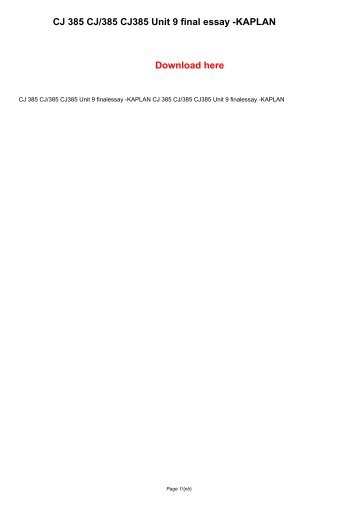 CJ 385 CJ/385 CJ385 Unit 9 final essay -KAPLAN