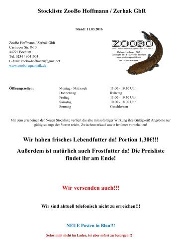 Stockliste ZooBo 11.03.2016