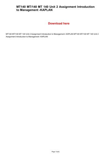 MT140 MT/140 MT 140 Unit 6 Assignment Bureaucratic Control 
