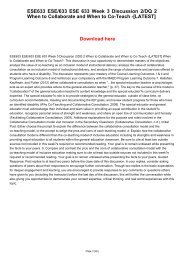 ESE633 ESE/633 ESE 633 Week 3 Discussion 2/DQ 2 When to Collaborate and When to Co-Teach -[LATEST]