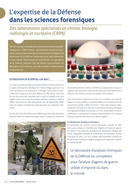 L’expertise de la Défense dans les sciences forensiques