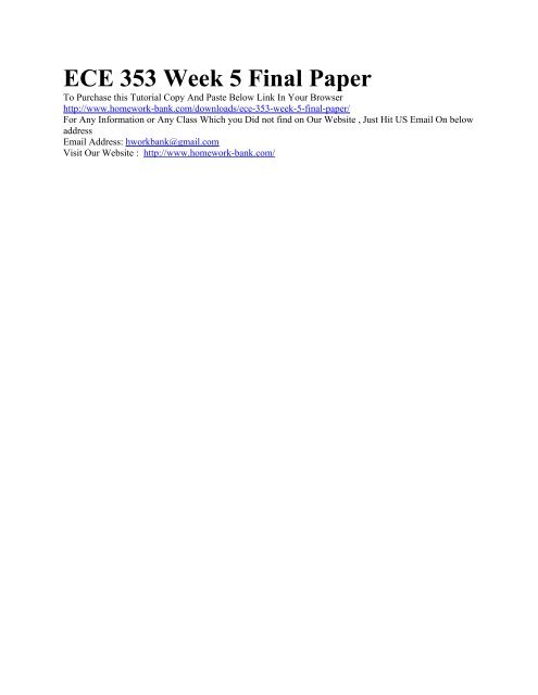 ECE 353 Week 5 Final Paper