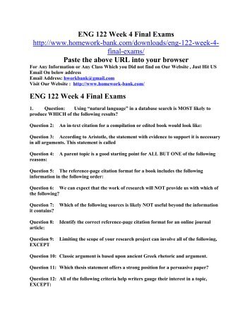 eng 122 final paper Eng 122 week 2 final research paper outline final research paper outline your assignment will begin with an apa-style title page followed by a formal outline that presents your thesis statement, topic sentences. eng 122 final paper Eng 122 week 2 final research paper outline final research paper outline your assignment will begin with an apa-style title page followed by a formal outline that presents your thesis statement, topic sentences.