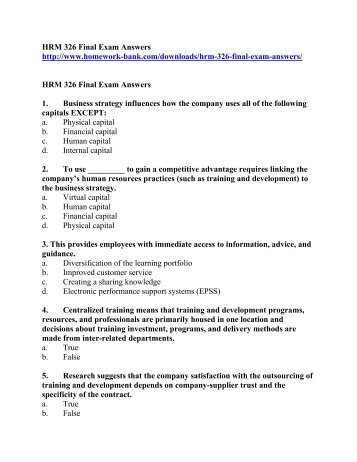 HRM 326 Final Exam Answers