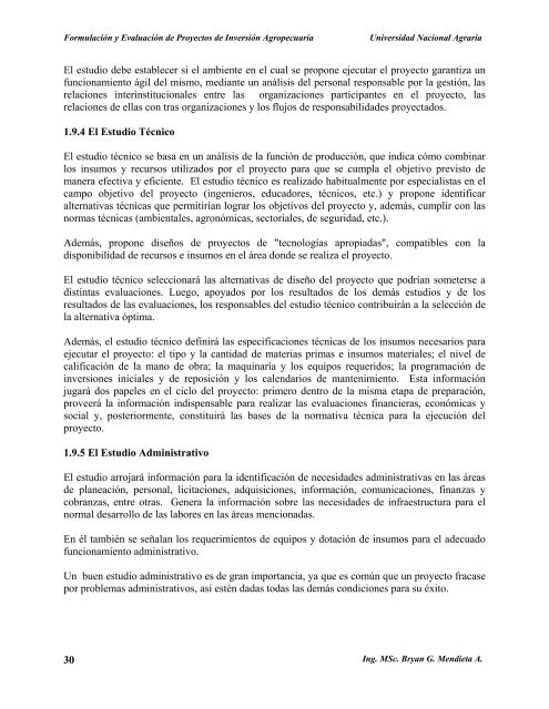 Formulación y evaluación de proyectos de inversión agropecuaria