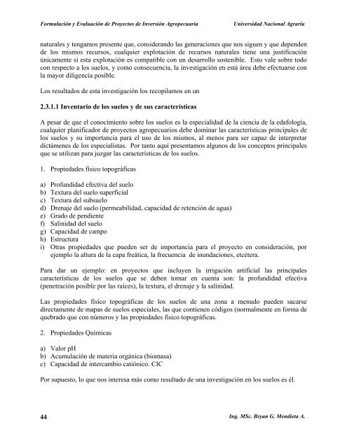 Formulación y evaluación de proyectos de inversión agropecuaria