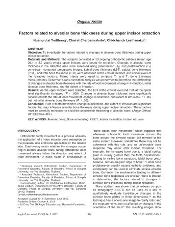 Factors related to alveolar bone thickness during upper incisor retraction