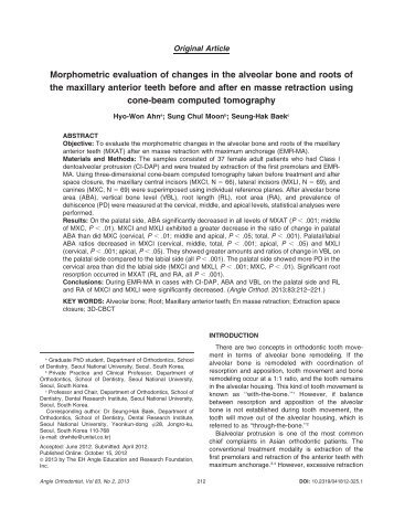 Morphometric evaluation of changes in the alveolar bone and roots of