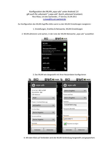 Konfiguration des WLAN „wpa-uds“ unter Android 2 ... - HIZ UdS/HTW