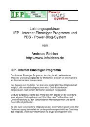 Leistungsspektrum zum  Powerblogsystem und IEP