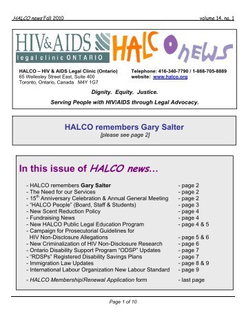 In this issue of HALCO news… - Your Legal Rights
