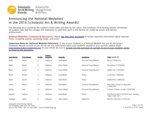 Smith, Meghan -- Grade 1 / Scholastic