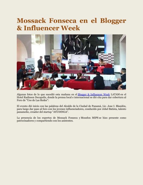 Mossack Fonseca en el Blogger & Influencer Week