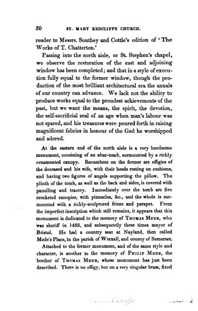 A Handbook to St Mary Redcliffe Church, J. Chilcott 1848