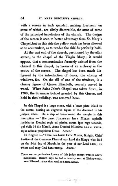 A Handbook to St Mary Redcliffe Church, J. Chilcott 1848