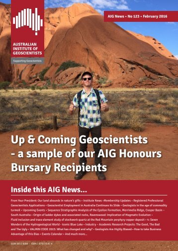 Up & Coming Geoscientists - a sample of our AIG Honours Bursary Recipients