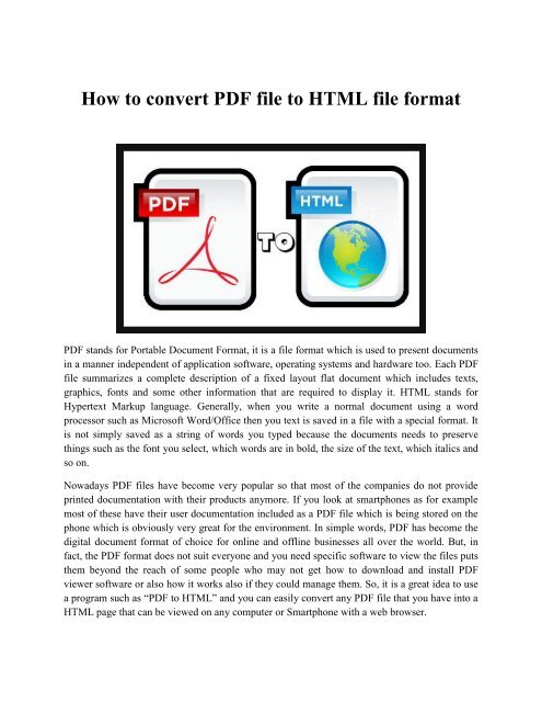 How to Convert PDF File to HTML File Format