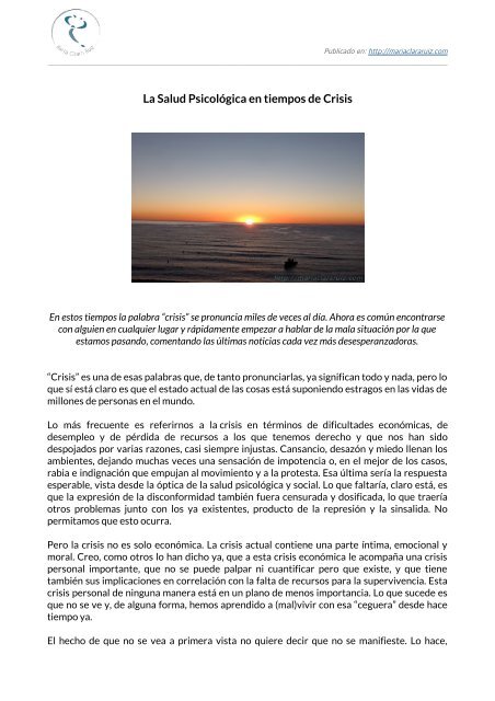 LA SALUD PSICOLOGICA EN TIEMPOS DE CRISIS