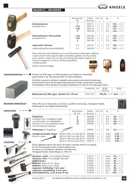 ANGELE Schmiedetechnik Katalog 2016