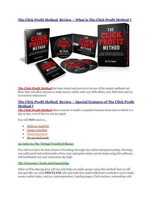 The Click Profit Method review - The Click Profit Method (MEGA) $23,800 bonuses