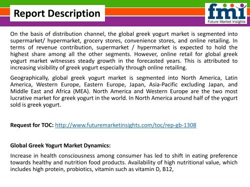 Greek Yogurt Market, 2016-2026 by Segmentation: Based on Product, Application and Region