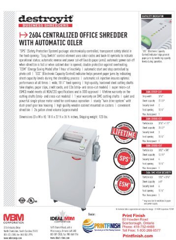 MBM Ideal Destroyit 2604 Strip-Cut Paper Shredder Level 4 by Printfinish.com