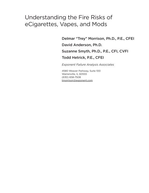 Understanding the Fire Risks of eCigarettes Vapes and Mods