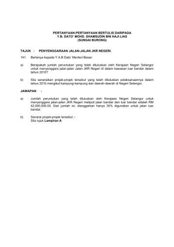 Pertanyaan Nombor 141 - 160 - Portal Dewan Undangan Negeri ...