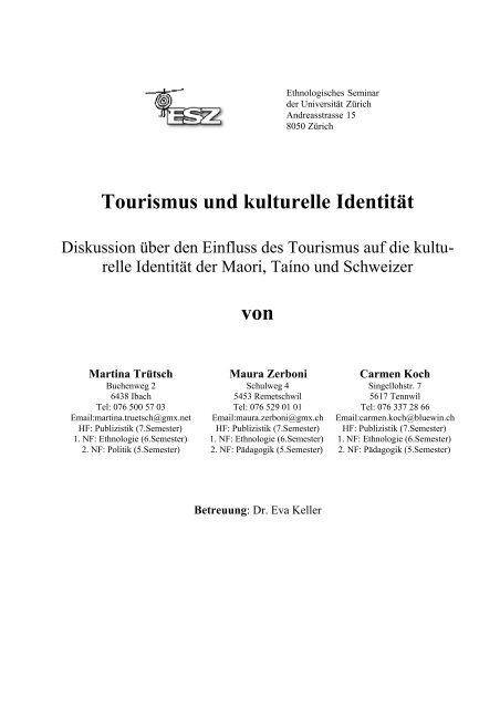 Tourismus Und Kulturelle Identitat Von Limejuice Ch