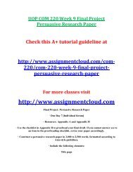 UOP COM 220 Week 9 Final Project Persuasive Research Paper