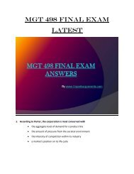 MGT 498 Final Exam (Latest) Assignment