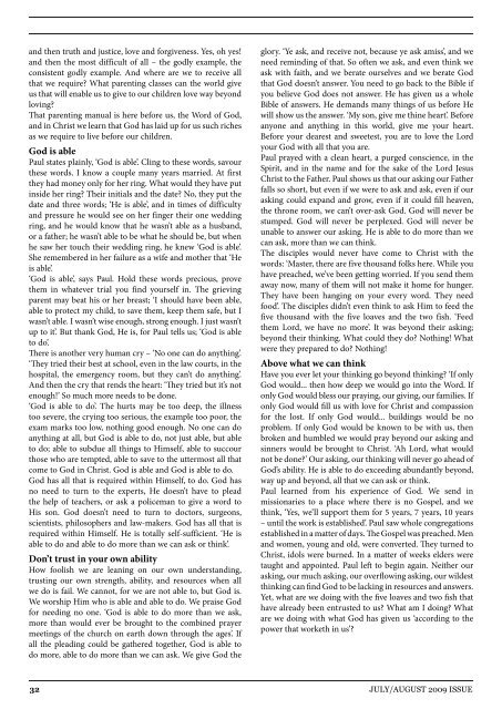 Witness JULY/AUGUST 2009 ISSUE - Free Church of Scotland ...