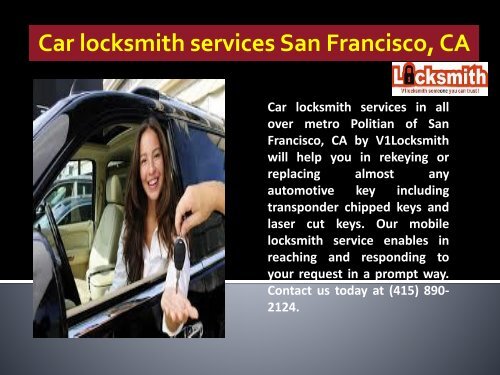 Locksmith services in San Francisco, CA