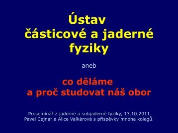 Aktivity UČJF a perspektivy absolventů