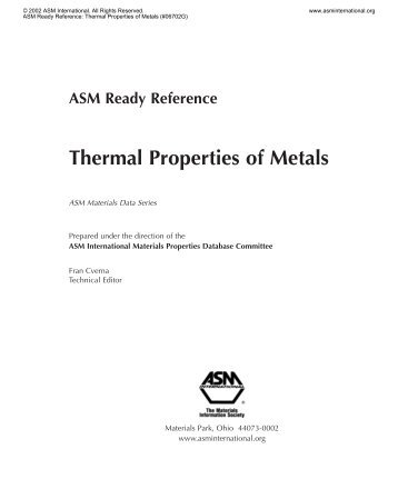 Thermal Properties of Metals - ASM International